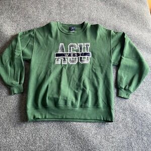 Vintage Oarsman 913 ASU West Plaid Applique Sweatshirt Green Mens Large 90s
